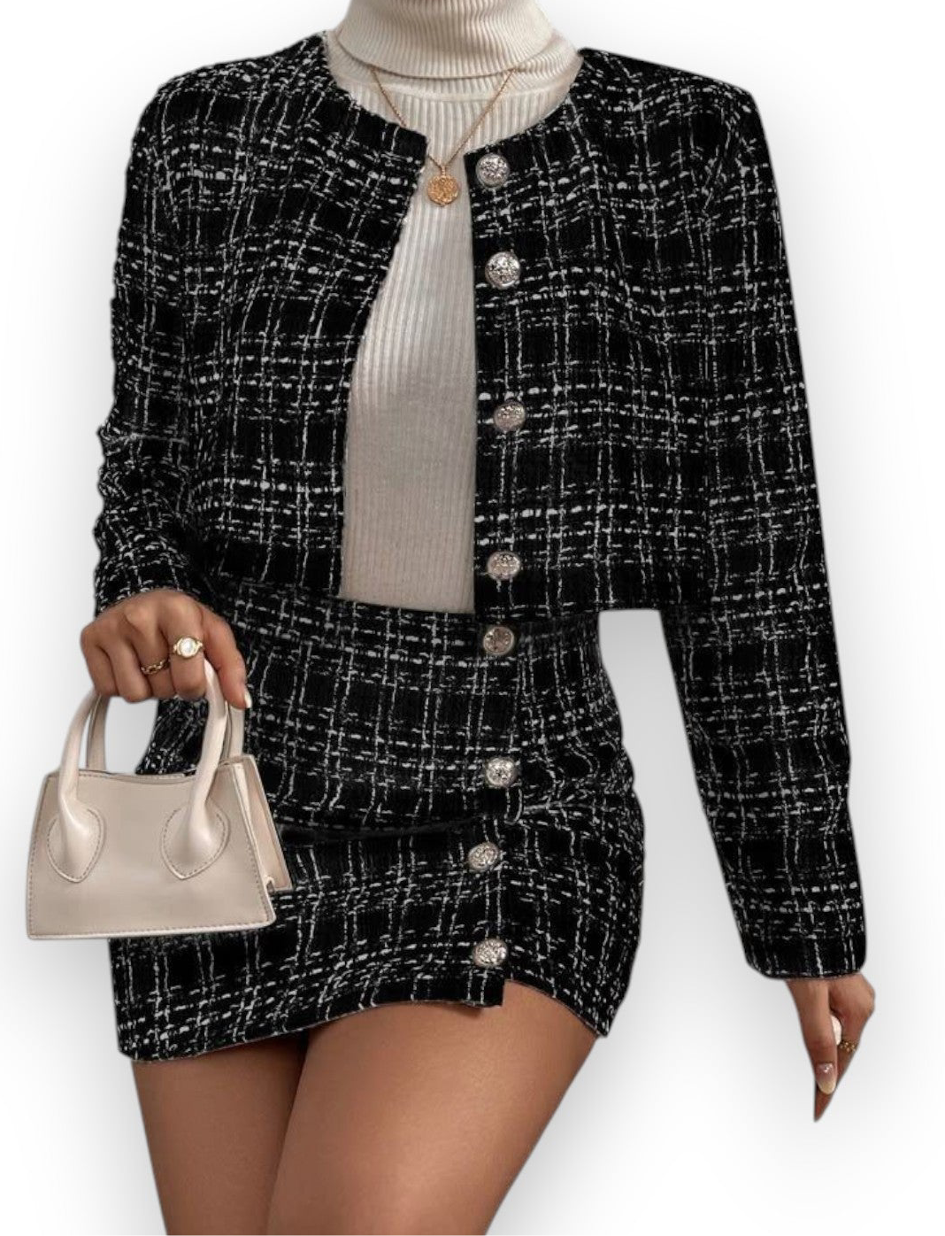 Conjunto Tweed Noir Elegance